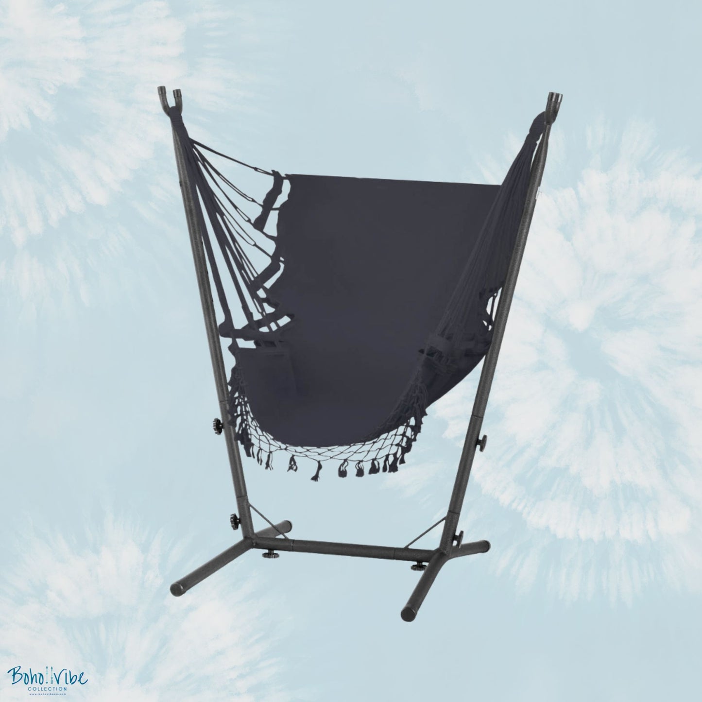 Boho ↡↟ Vibe Collection ↠  Grey Swing Hammock Chair with Stand ↡