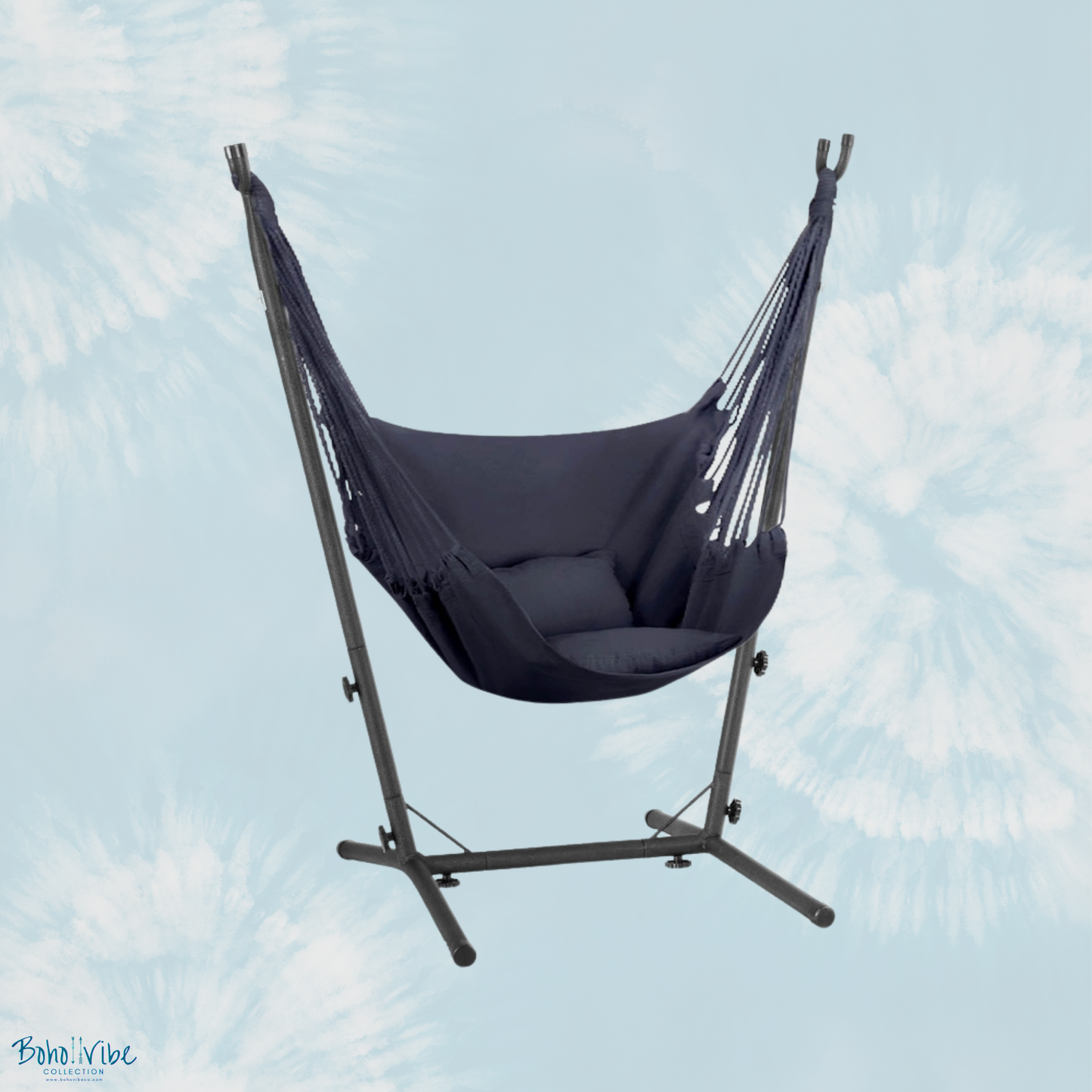 Boho ↡↟ Vibe Collection ↠ Grey Swing Hammock Chair with Padded Seat and Stand ↡Boho ↡↟ Vibe Collection ↠ Grey Swing Hammock Chair with Padded Seat and Stand ↡