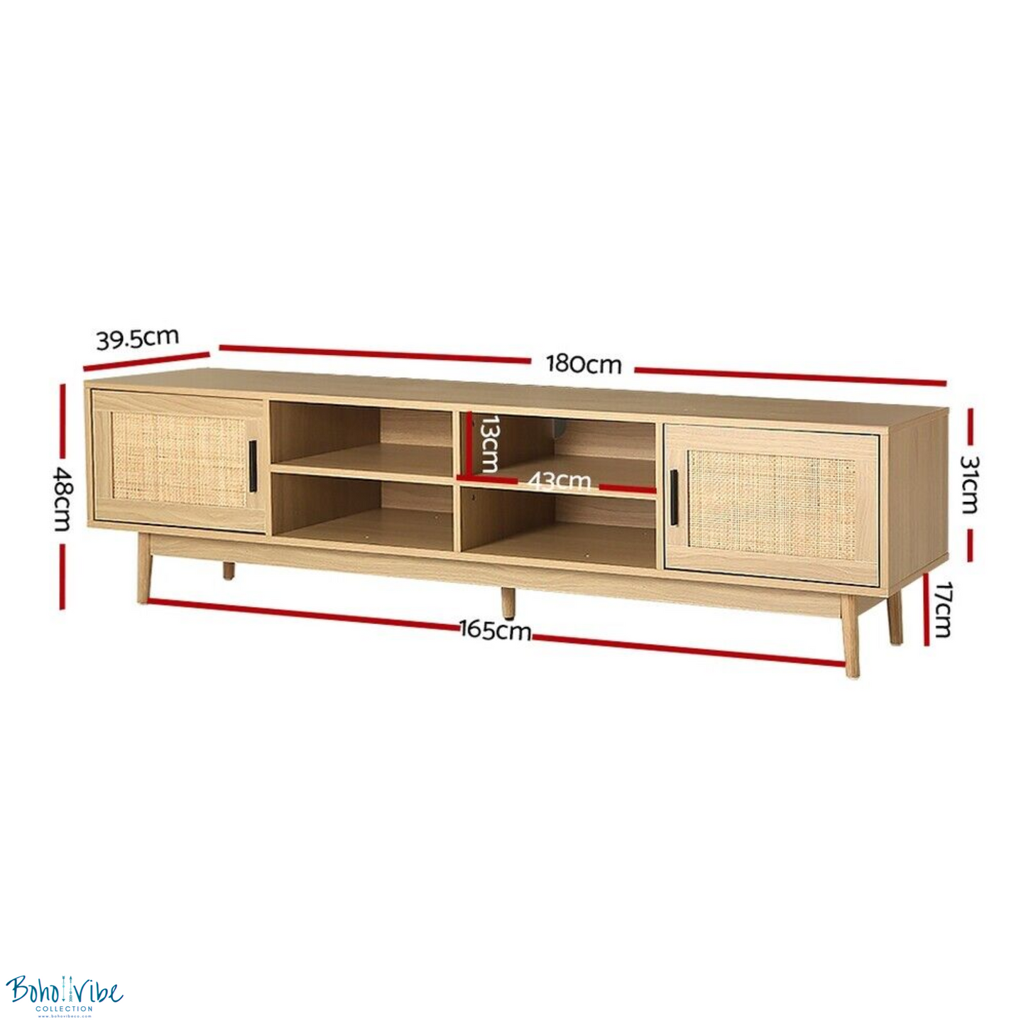 Boho ↡↟ Vibe Collection ↠ Rattan Entertainment Cabinet Bohemian Coastal TV Unit ↡