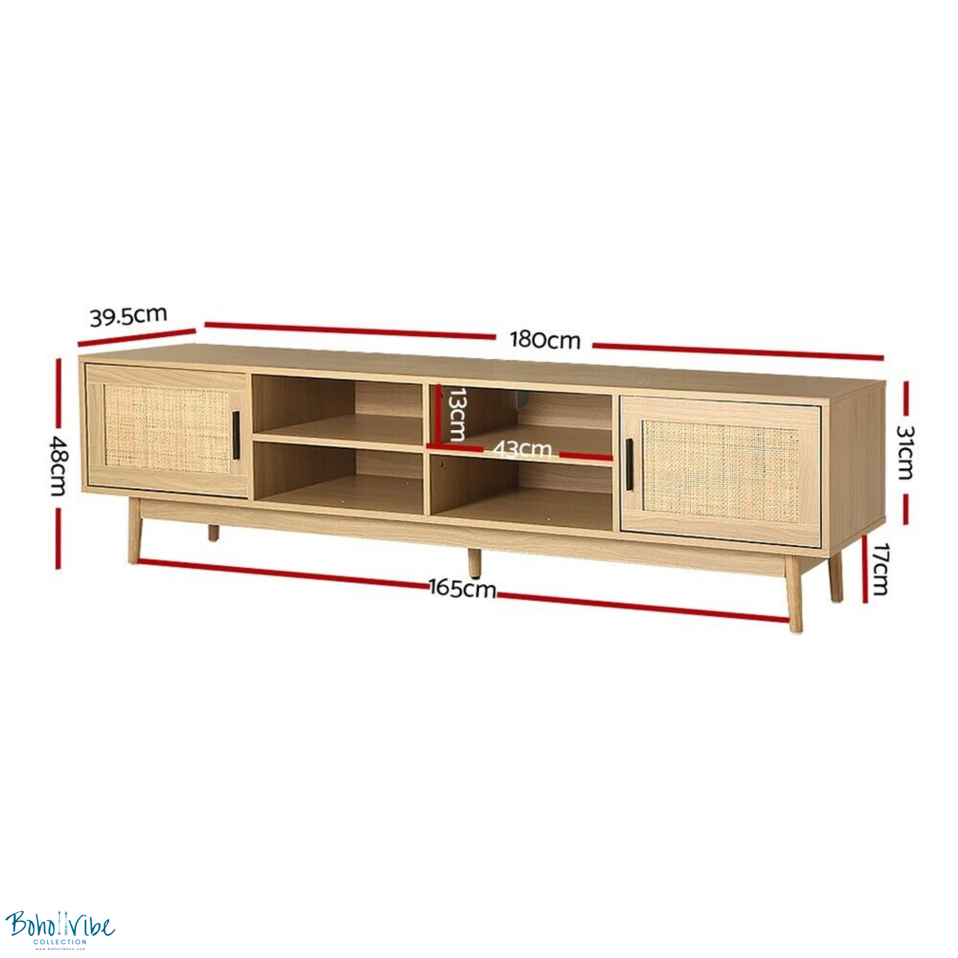 Boho ↡↟ Vibe Collection ↠ Rattan Entertainment Cabinet Bohemian Coastal TV Unit ↡