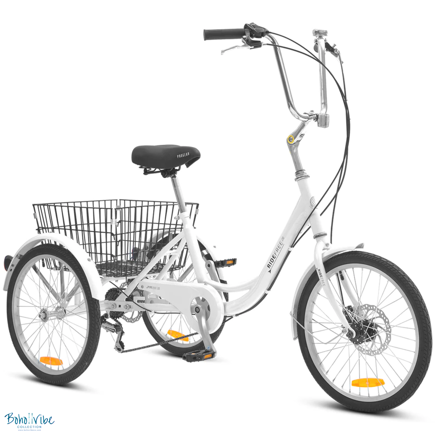 Boho ↡↟ Vibe Collection ↠ Retro Trike Progear RideFree Coastal Ladies Kids White Tricycle