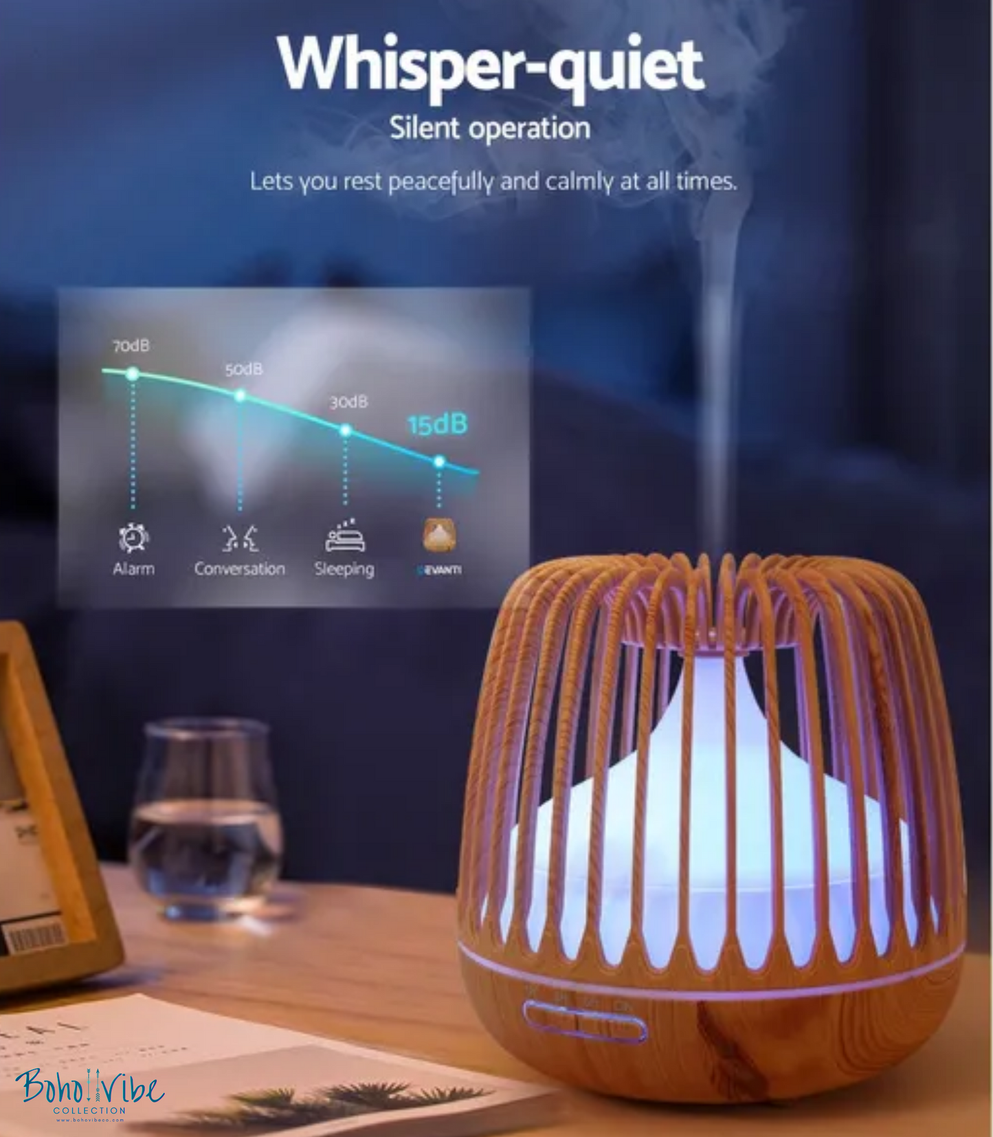 Boho ↡↟ Vibe Collection ↠ Aroma Diffuser Multi-Functional Humidifier Essential Oil Burner with LED Night Light 